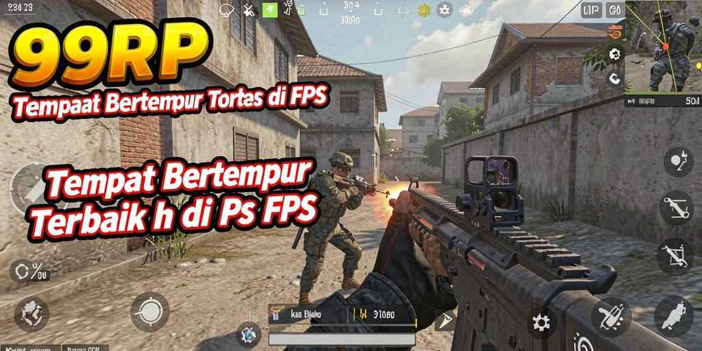 Tampilan gameplay yang menegangkan dari 99RP dengan pertempuran FPS