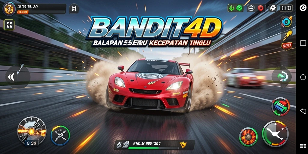 Screenshot gameplay BANDIT4D yang menampilkan aksi balapan seru.