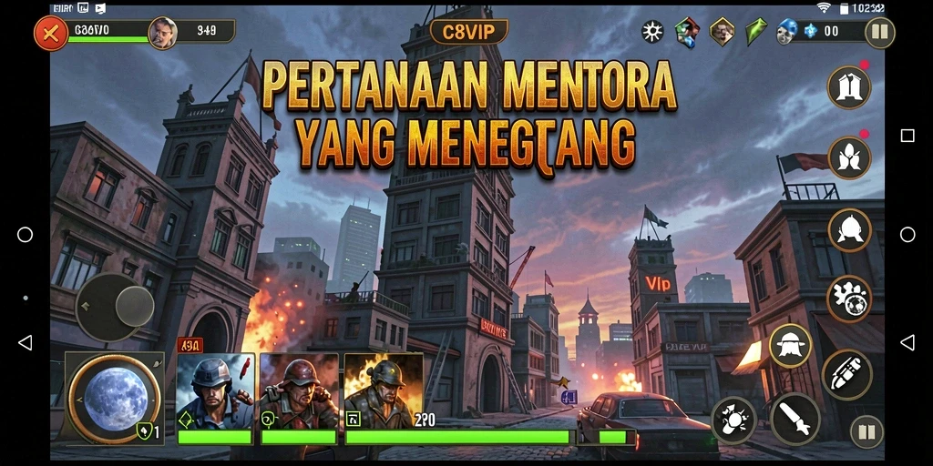 Screenshot gameplay C8VIP menampilkan aksi pertahanan menara yang mendebarkan.