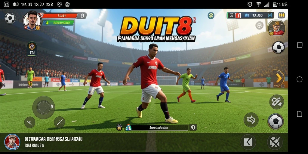 Tangkapan layar utama DUIT8 menampilkan gameplay kompetitif olahraga.