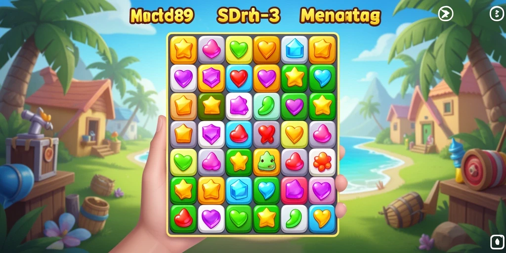 Tampilan menarik dari gameplay IDR89 dengan berbagai elemen Match-3.