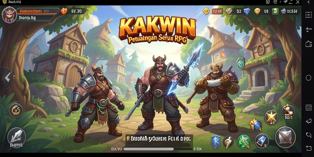 Tampilan aktif gameplay RPG KAKWIN yang penuh aksi.