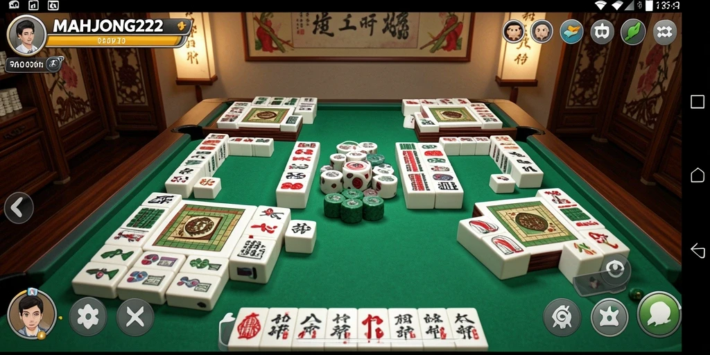 Tampilan gameplay menarik MAHJONG222 dengan ubin warna-warni.