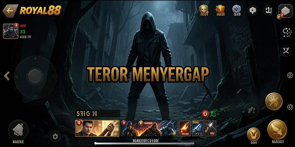 Screenshot gameplay ROYAL88 yang menampilkan momen menakutkan.