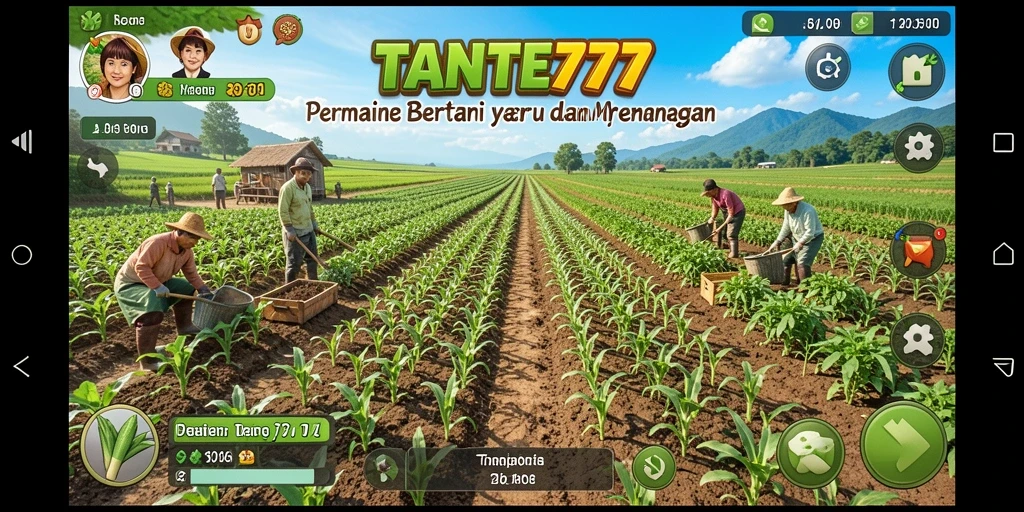 Tampilan gameplay seru dengan berbagai aktivitas pertanian di TANTE777.